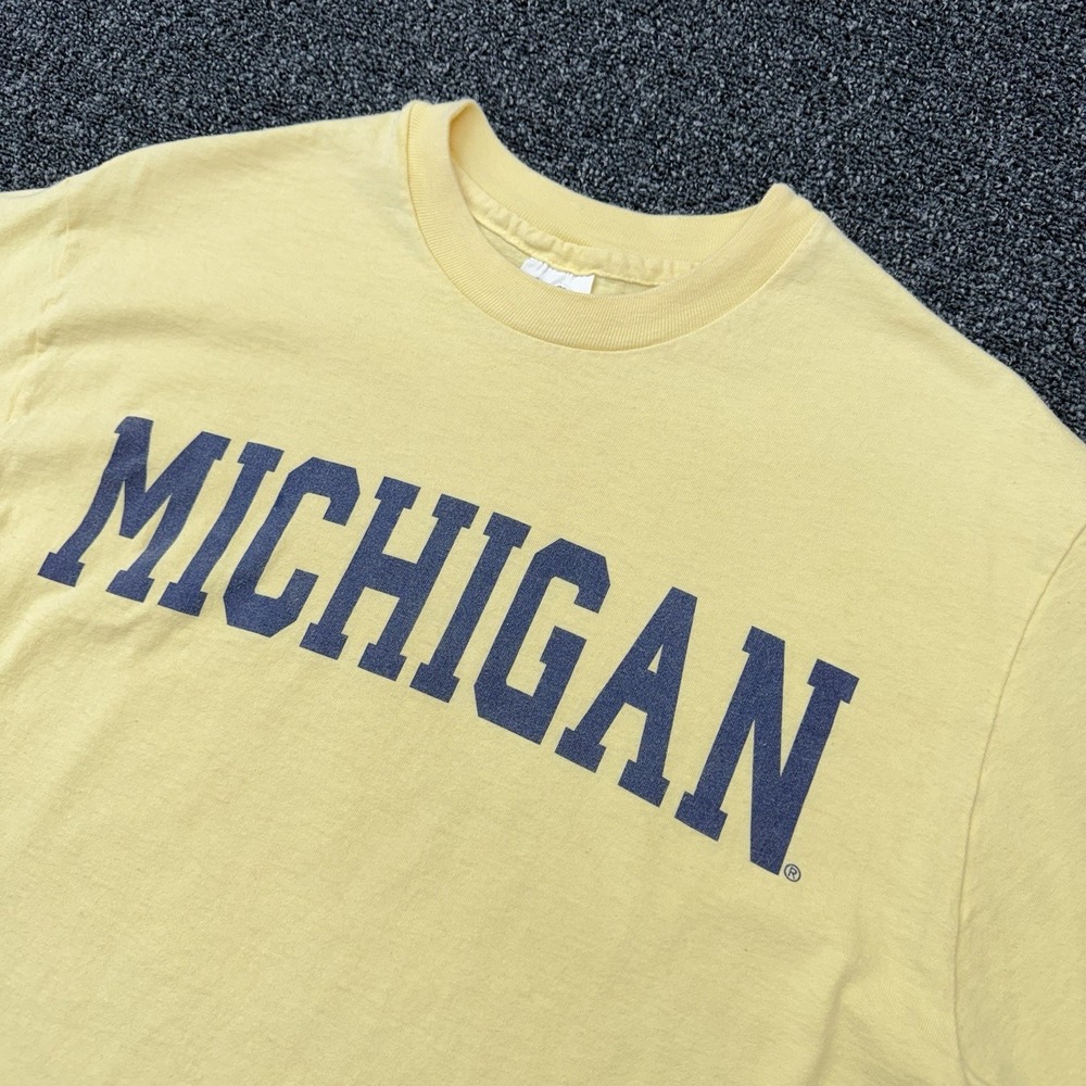 Vintage U Of Michigan Maize T Shirt L The Cotton Exchange 90s Single Stitch USA
